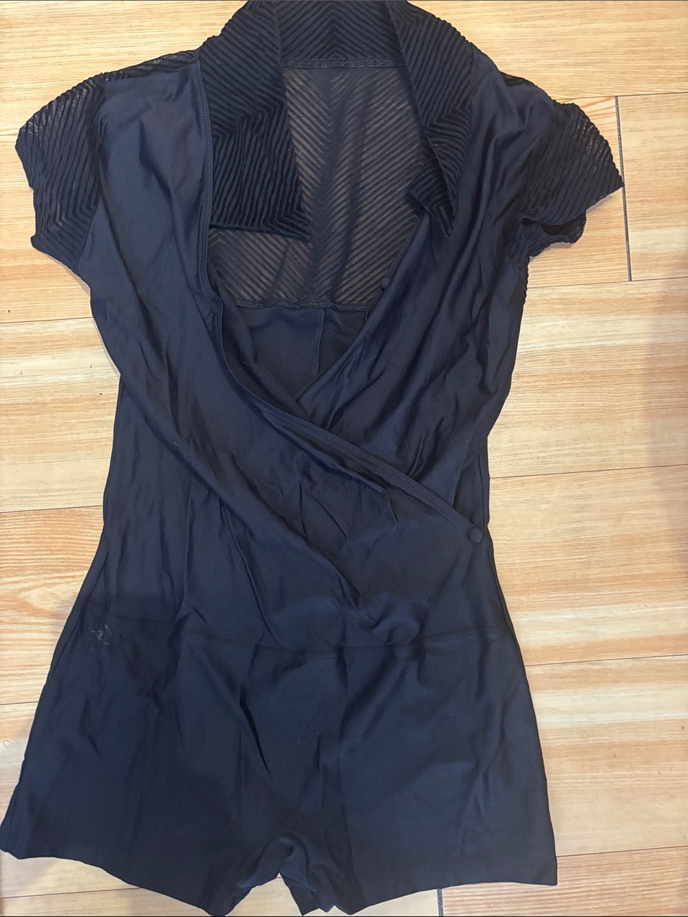 Black Short Sleeve Wrap Romper